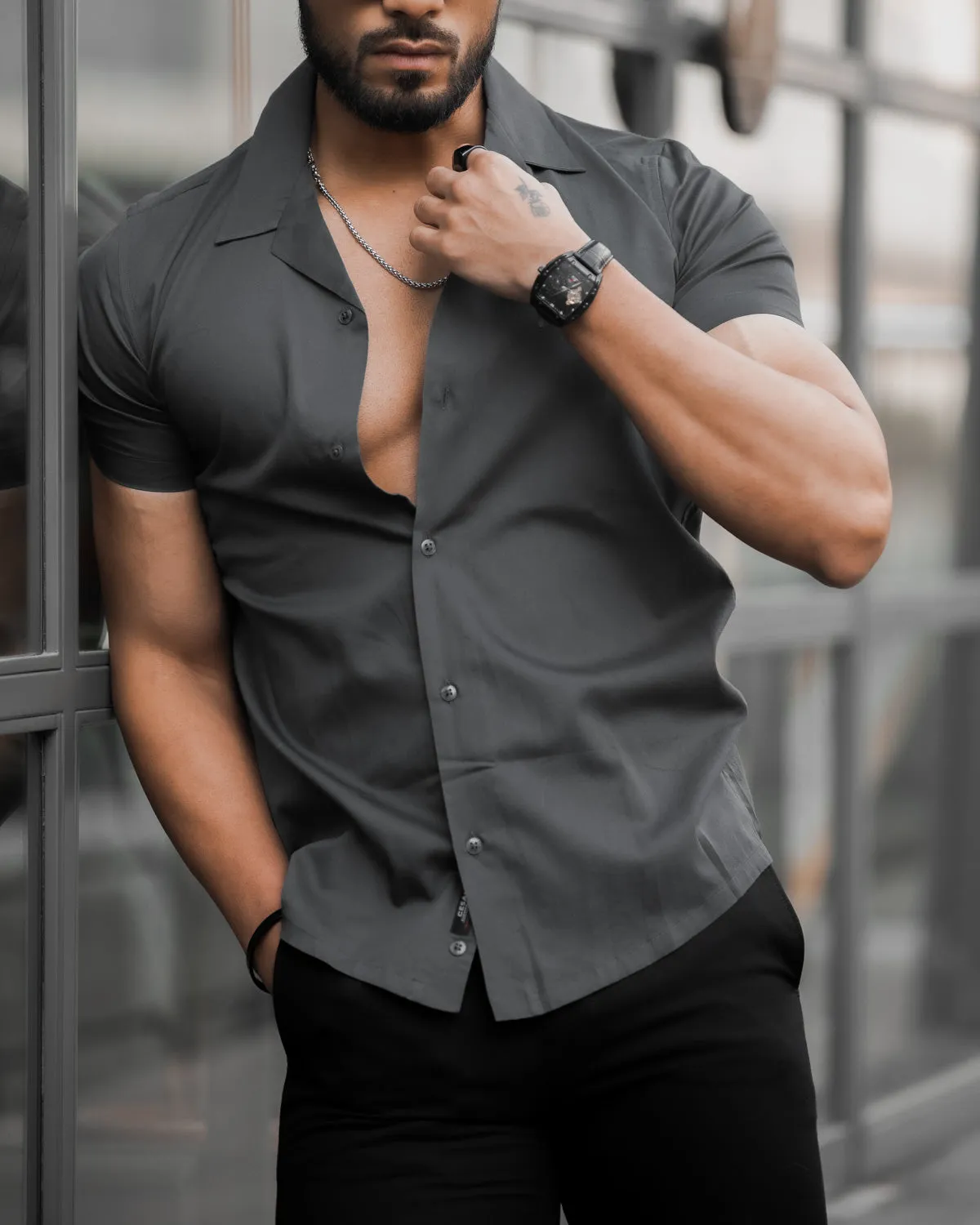 Graphite Grey Cuban Solid Shirt