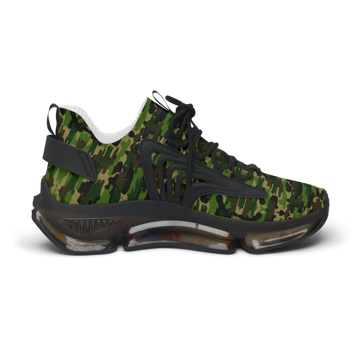 Green Camo Mesh Sneakers, Best Military Army Camo Print Mesh Sneakers For Women (US Size: 5.5-12)