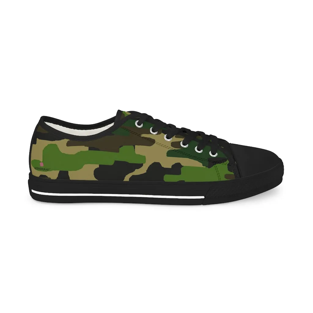 Green Camo Printed Men's Shoes, Camouflaged Military Print Best Men's Low Top Sneakers (US Size: 5-14)