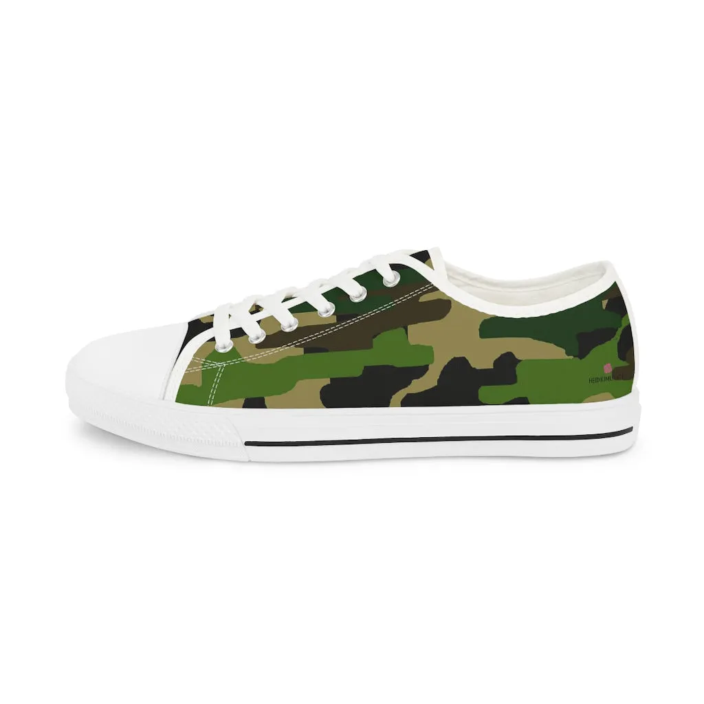 Green Camo Printed Men's Shoes, Camouflaged Military Print Best Men's Low Top Sneakers (US Size: 5-14)