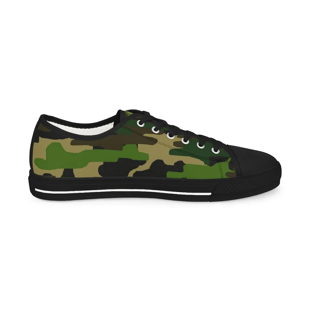 Green Camo Printed Men's Shoes, Camouflaged Military Print Best Men's Low Top Sneakers (US Size: 5-14)