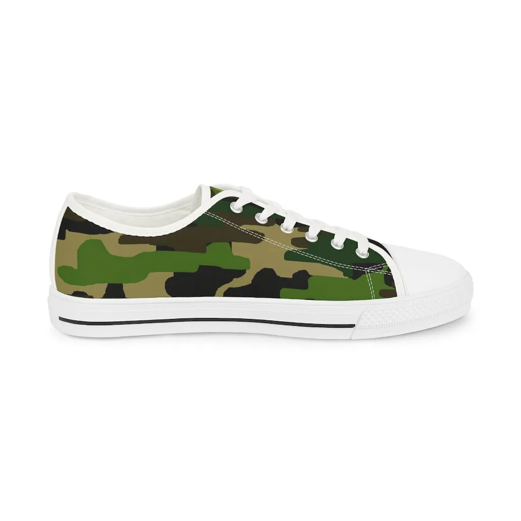 Green Camo Printed Men's Shoes, Camouflaged Military Print Best Men's Low Top Sneakers (US Size: 5-14)