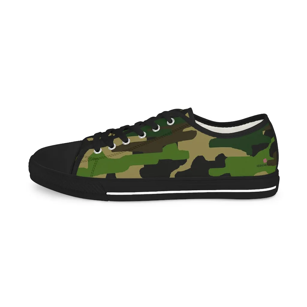 Green Camo Printed Men's Shoes, Camouflaged Military Print Best Men's Low Top Sneakers (US Size: 5-14)