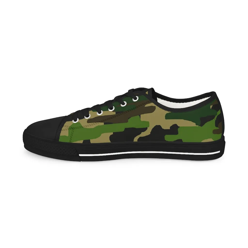 Green Camo Printed Men's Shoes, Camouflaged Military Print Best Men's Low Top Sneakers (US Size: 5-14)