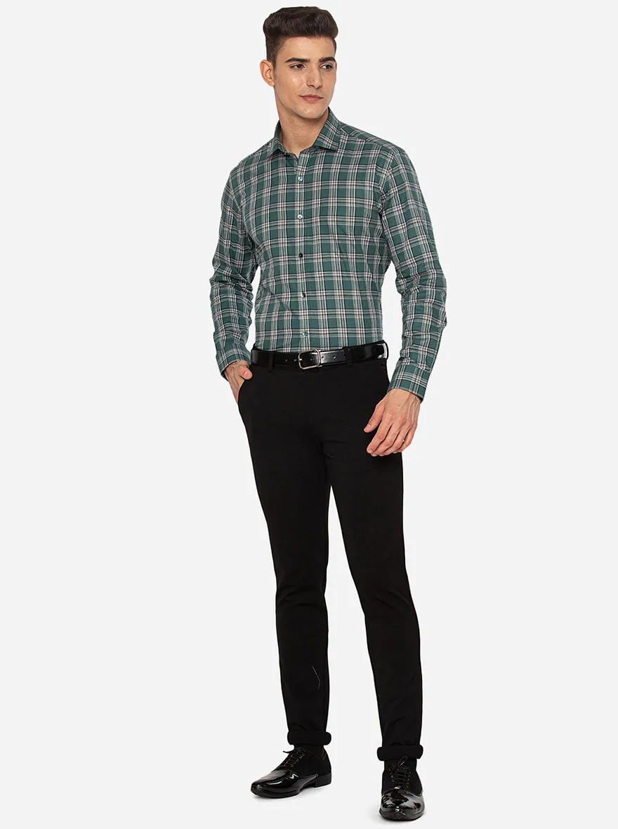 Green Checked Slim Fit Formal Shirt | JadeBlue