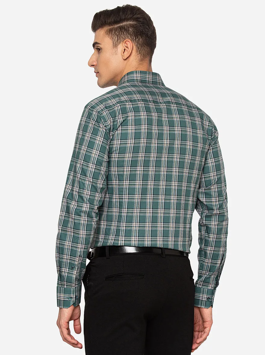 Green Checked Slim Fit Formal Shirt | JadeBlue