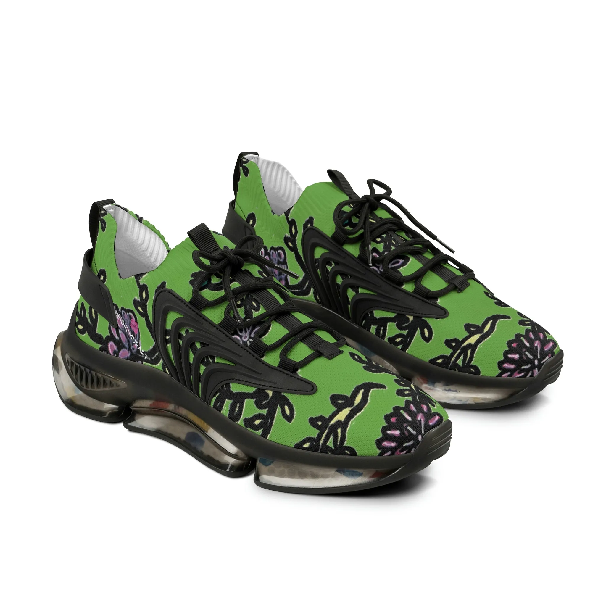 Green Floral Print Men's Shoes, Flower Print Best Comfy Men's Mesh Sports Sneakers Shoes (US Size: 5-12)