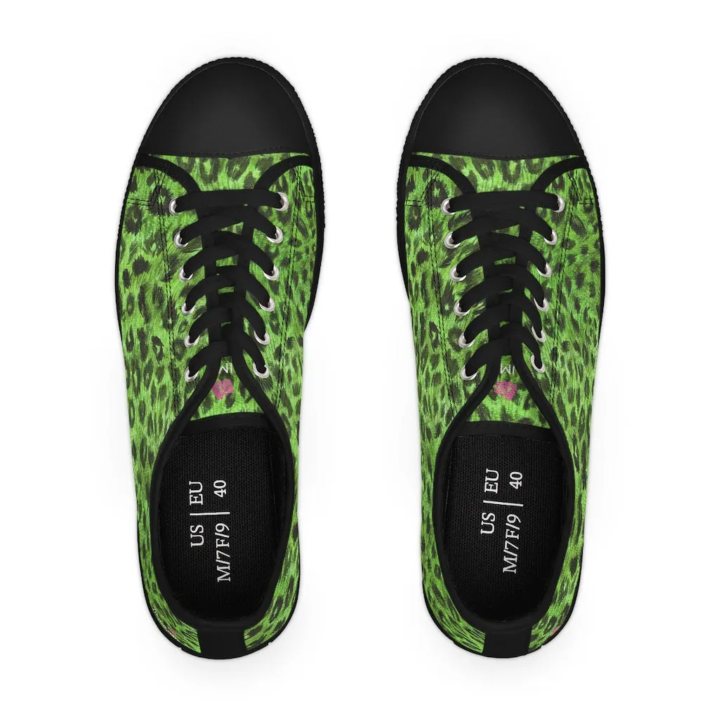 Green Leopard Ladies' Sneakers, Solid Color Women's Low Top Tennis Shoes Sneakers (US Size: 5.5-12)