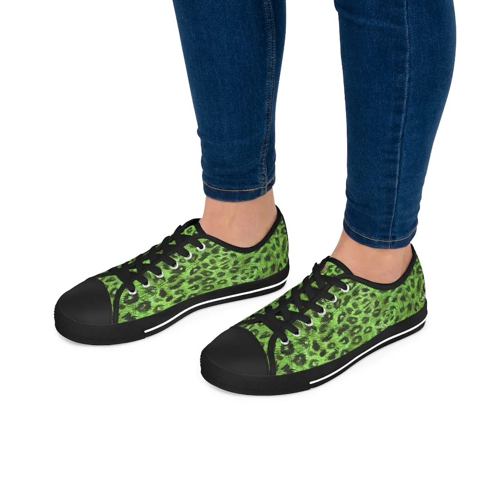 Green Leopard Ladies' Sneakers, Solid Color Women's Low Top Tennis Shoes Sneakers (US Size: 5.5-12)