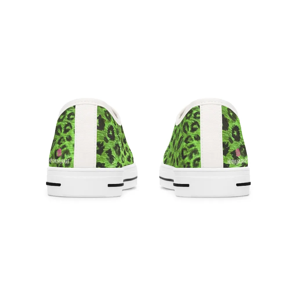 Green Leopard Ladies' Sneakers, Solid Color Women's Low Top Tennis Shoes Sneakers (US Size: 5.5-12)