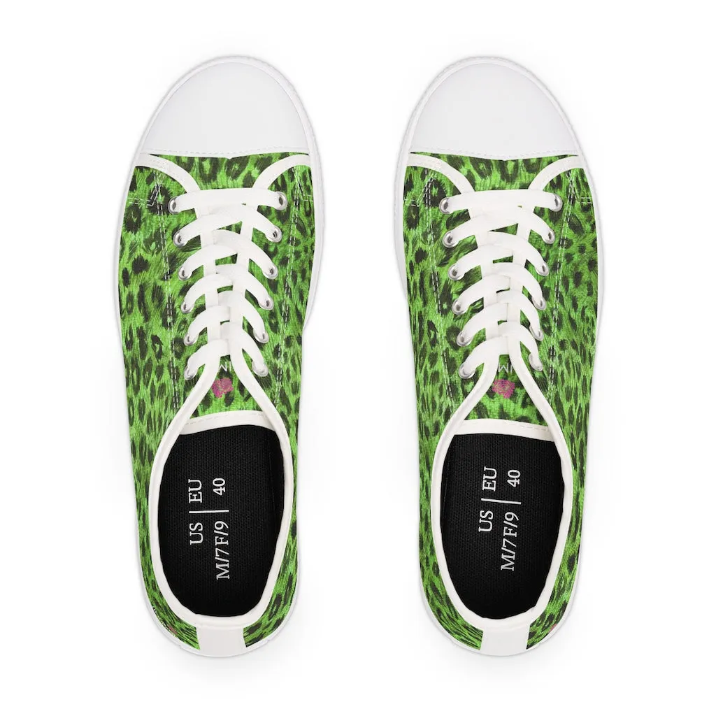 Green Leopard Ladies' Sneakers, Solid Color Women's Low Top Tennis Shoes Sneakers (US Size: 5.5-12)