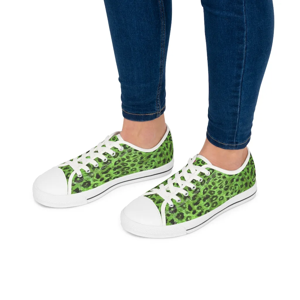 Green Leopard Ladies' Sneakers, Solid Color Women's Low Top Tennis Shoes Sneakers (US Size: 5.5-12)