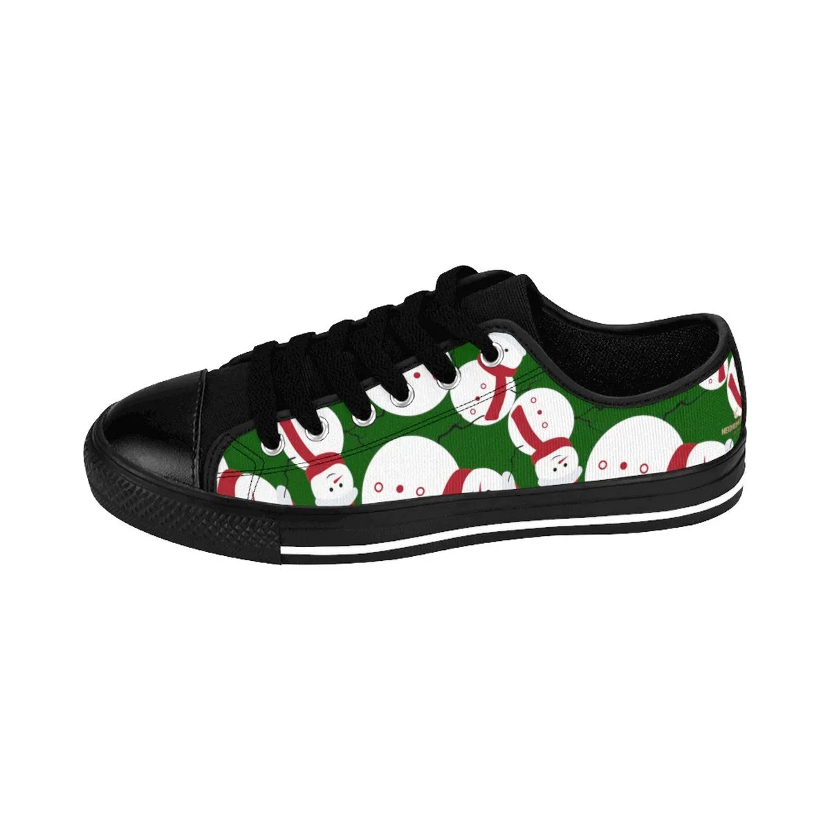 Green Snowman Christmas Men's Sneakers, Festive Christmas Print Men's Low Top Tennis Sports Canvas Shoes (US Size: 7-14)