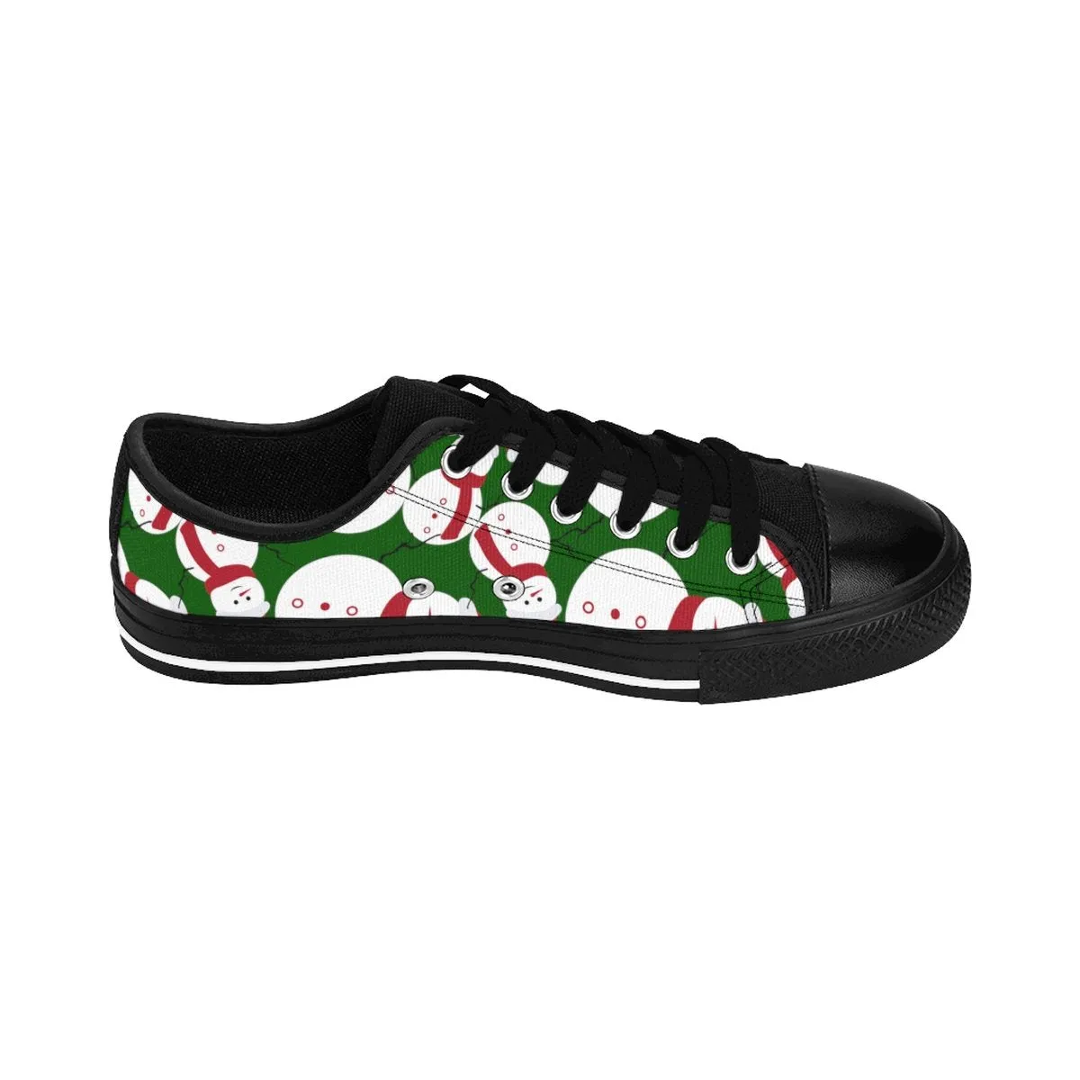 Green Snowman Christmas Men's Sneakers, Festive Christmas Print Men's Low Top Tennis Sports Canvas Shoes (US Size: 7-14)