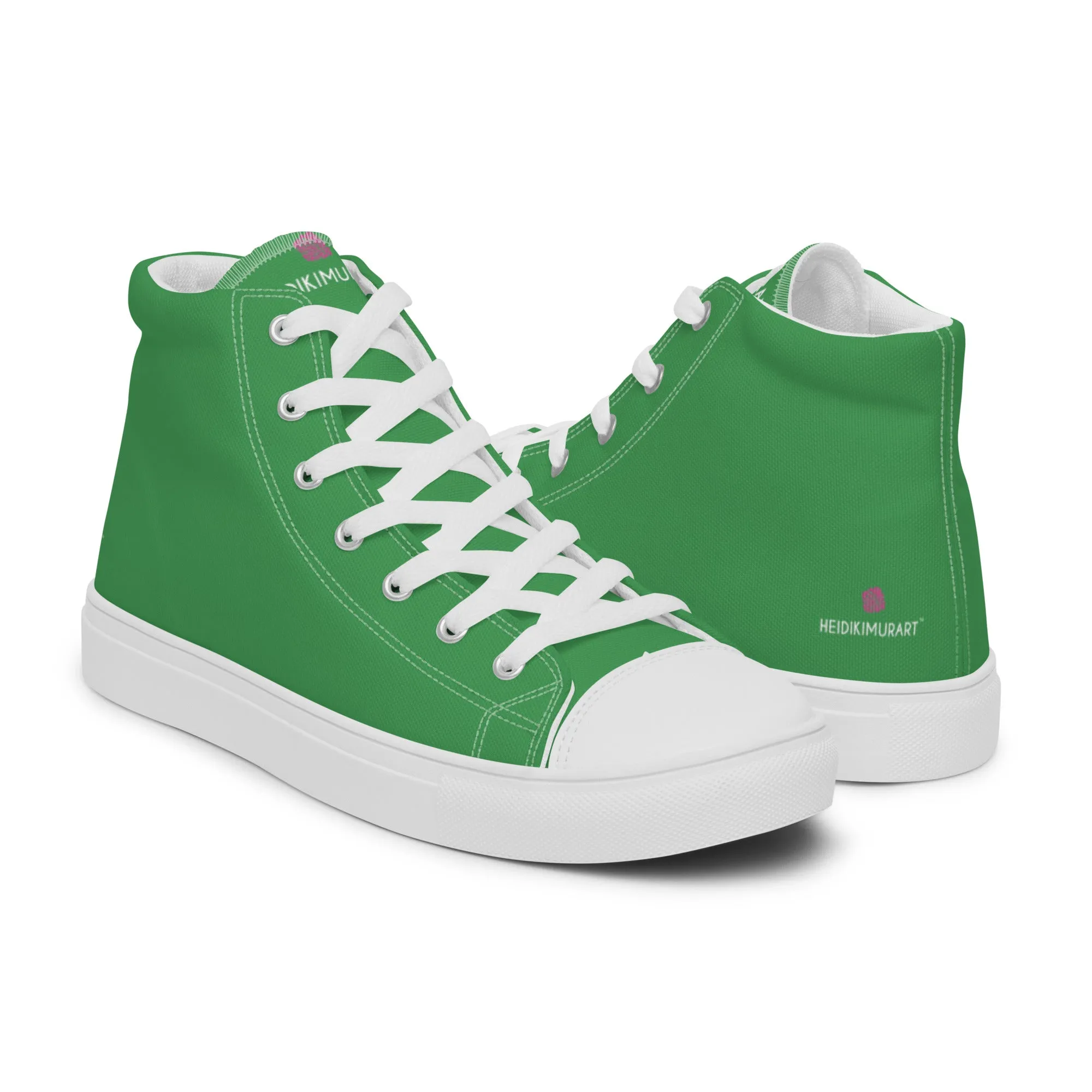 Green Solid Color Men's Sneakers, Solid Mint Green Color Best Designer Men’s Lace-up Canvas Shoes (US Size: 5-13)