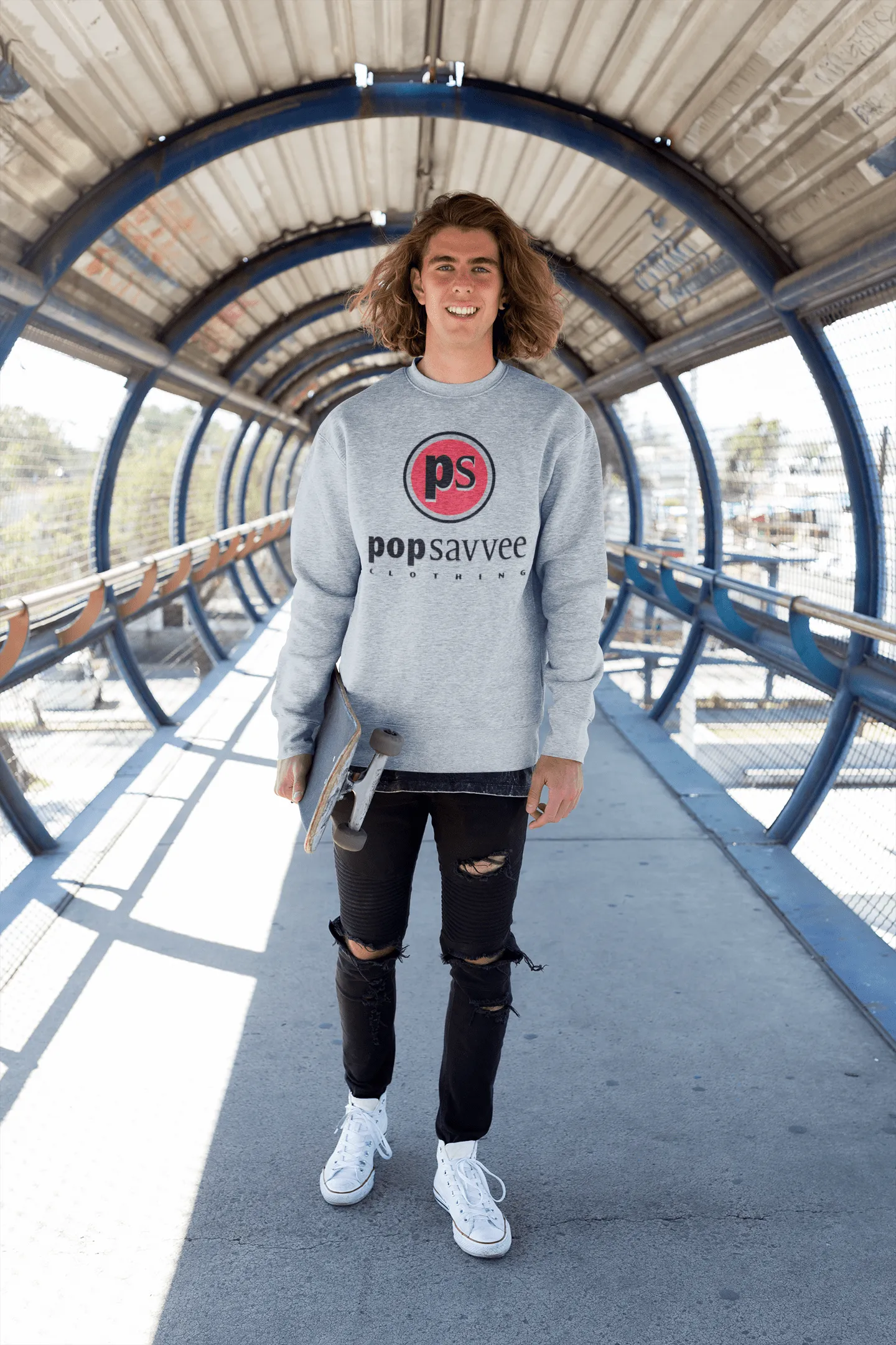 Heavy Blend Sweatshirt - Red “Pop Savvee Clothing” Logo