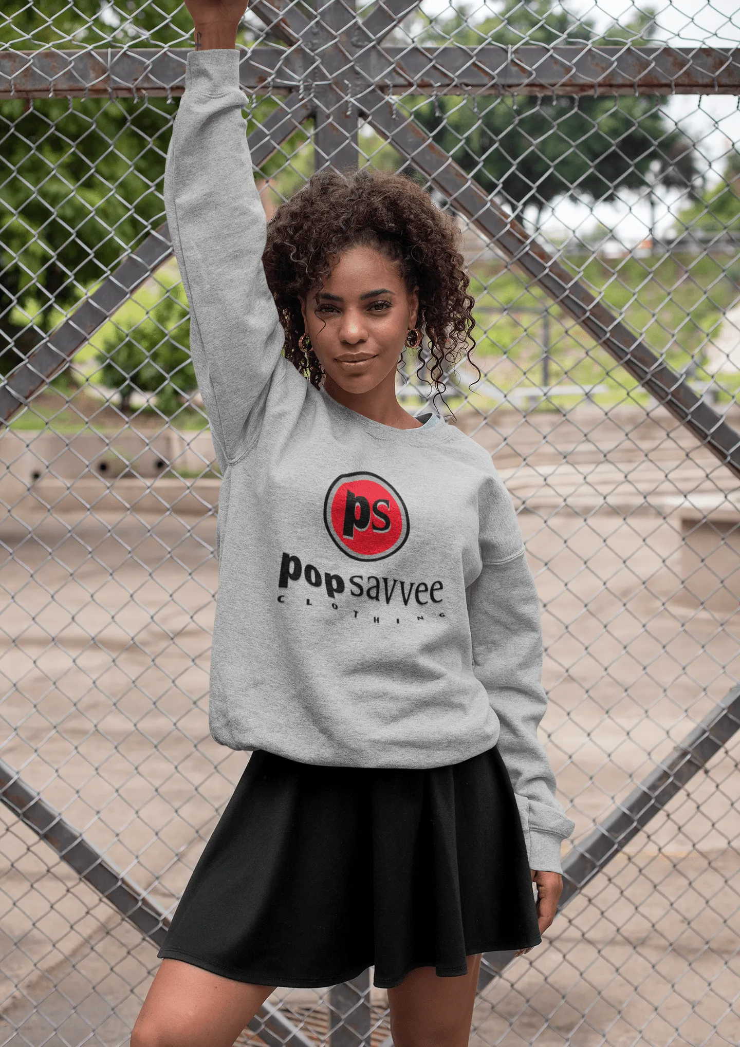 Heavy Blend Sweatshirt - Red “Pop Savvee Clothing” Logo