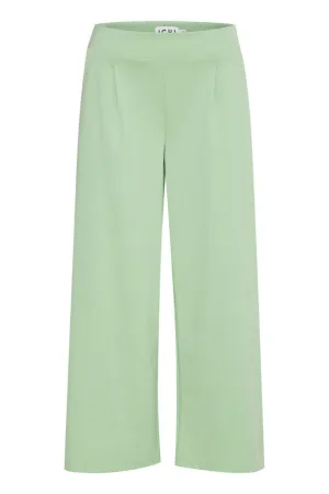 Ichi Kate Sus Wide Leg Cropped Trousers-Sprucestone-20116301