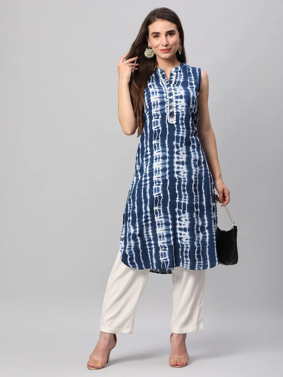 Indigo Blue Stripes Printed Kurta