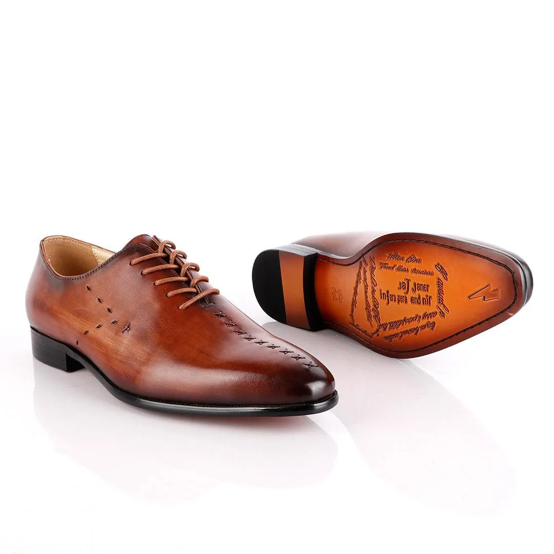 Jat Janer Plain Stiches Laceup Brown Brogue Shoe