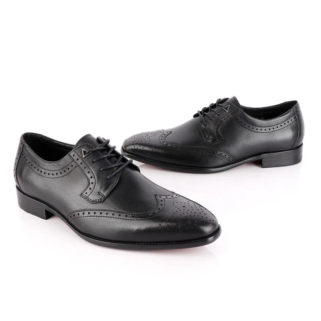 John Foster Black Derby Lace Up Brogue Shoe