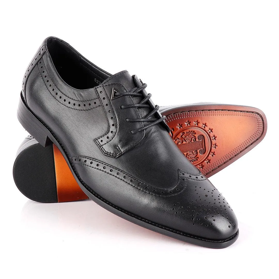 John Foster Black Derby Lace Up Brogue Shoe