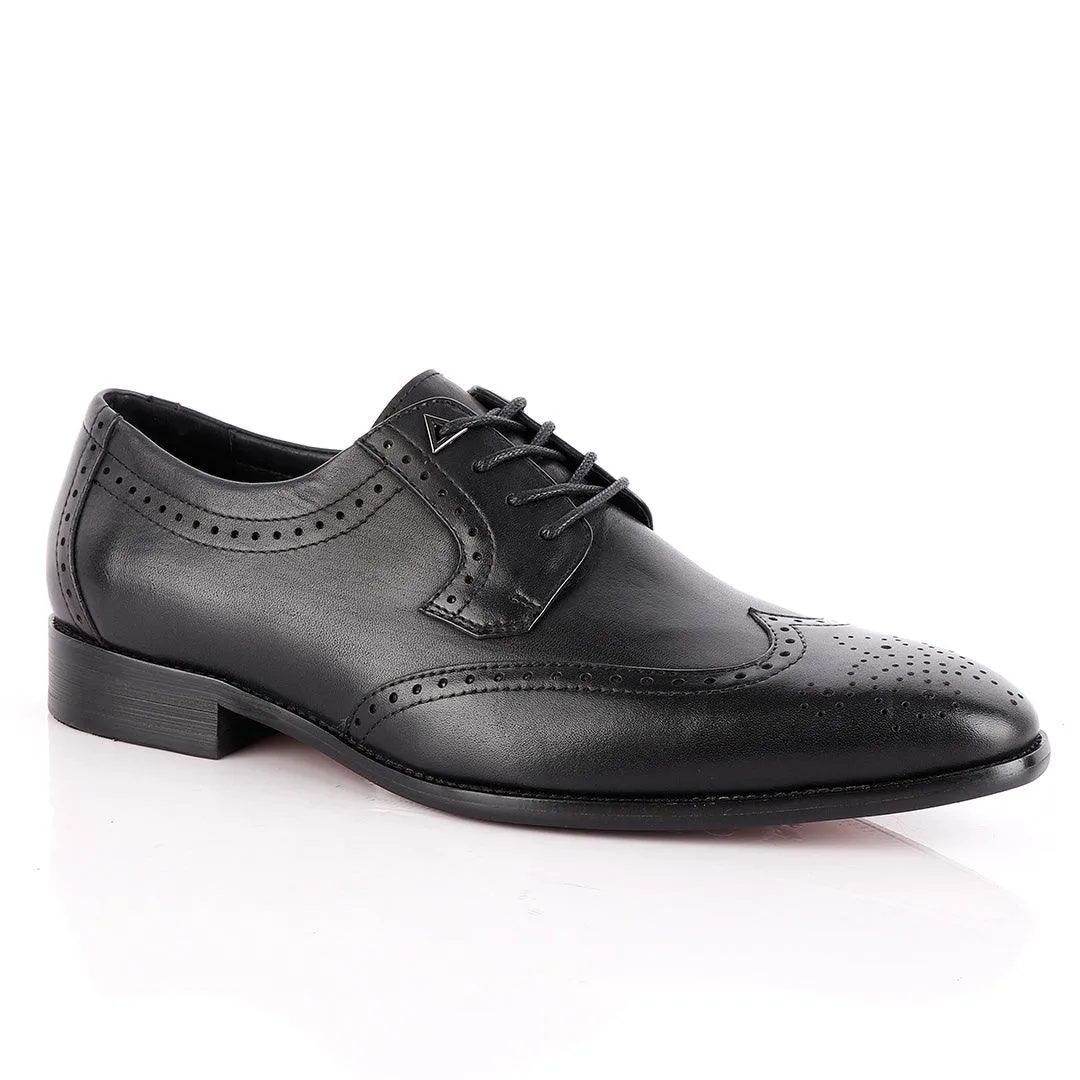 John Foster Black Derby Lace Up Brogue Shoe