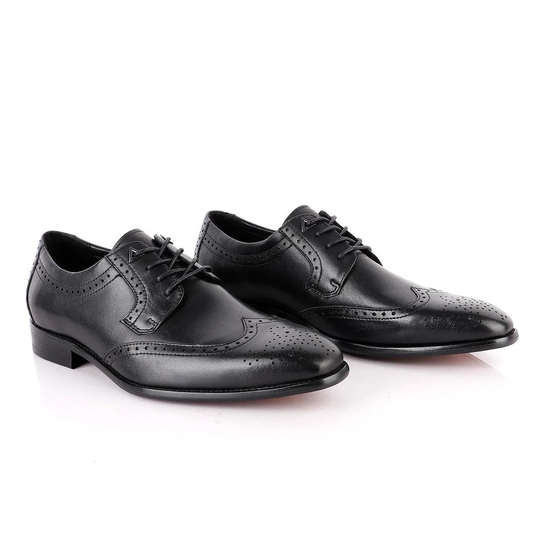 John Foster Black Derby Lace Up Brogue Shoe