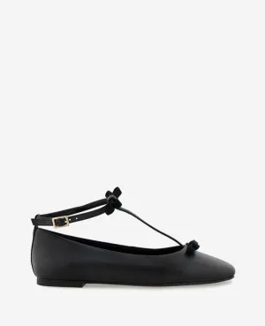 Juliet Leather Bow T-Strap Flat