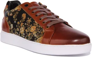 Justinreess England Emmerson Floral Trainer In Brown For Men