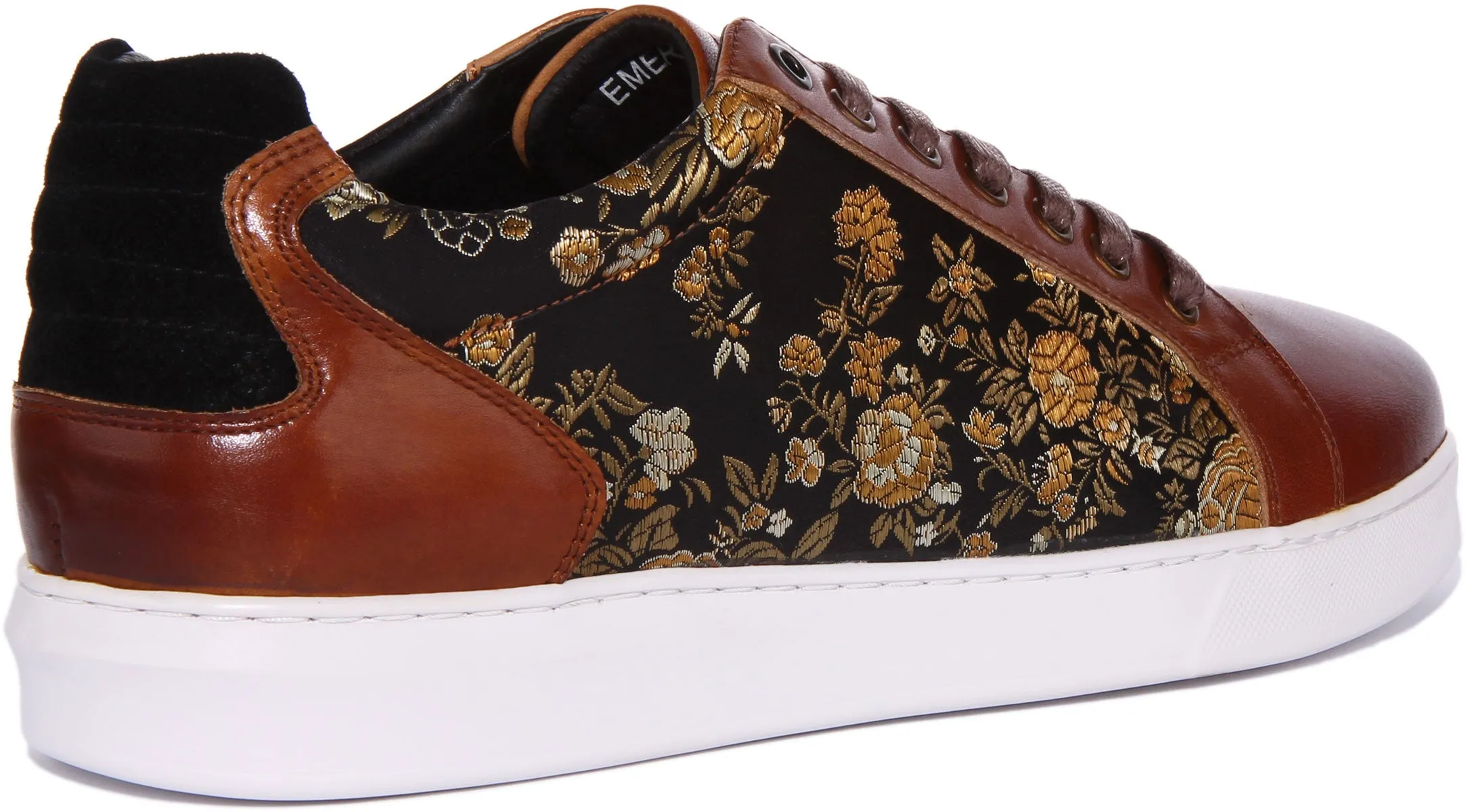 Justinreess England Emmerson Floral Trainer In Brown For Men