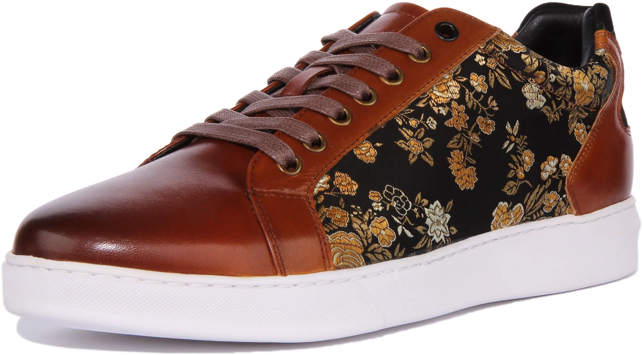 Justinreess England Emmerson Floral Trainer In Brown For Men