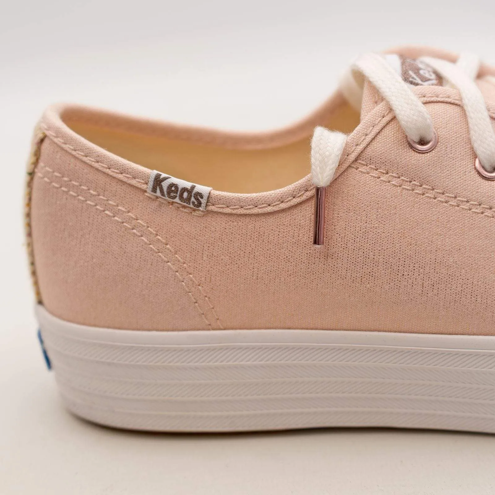 Keds Shoes Triple Kick Rose Gold Metallic Canvas Trainers