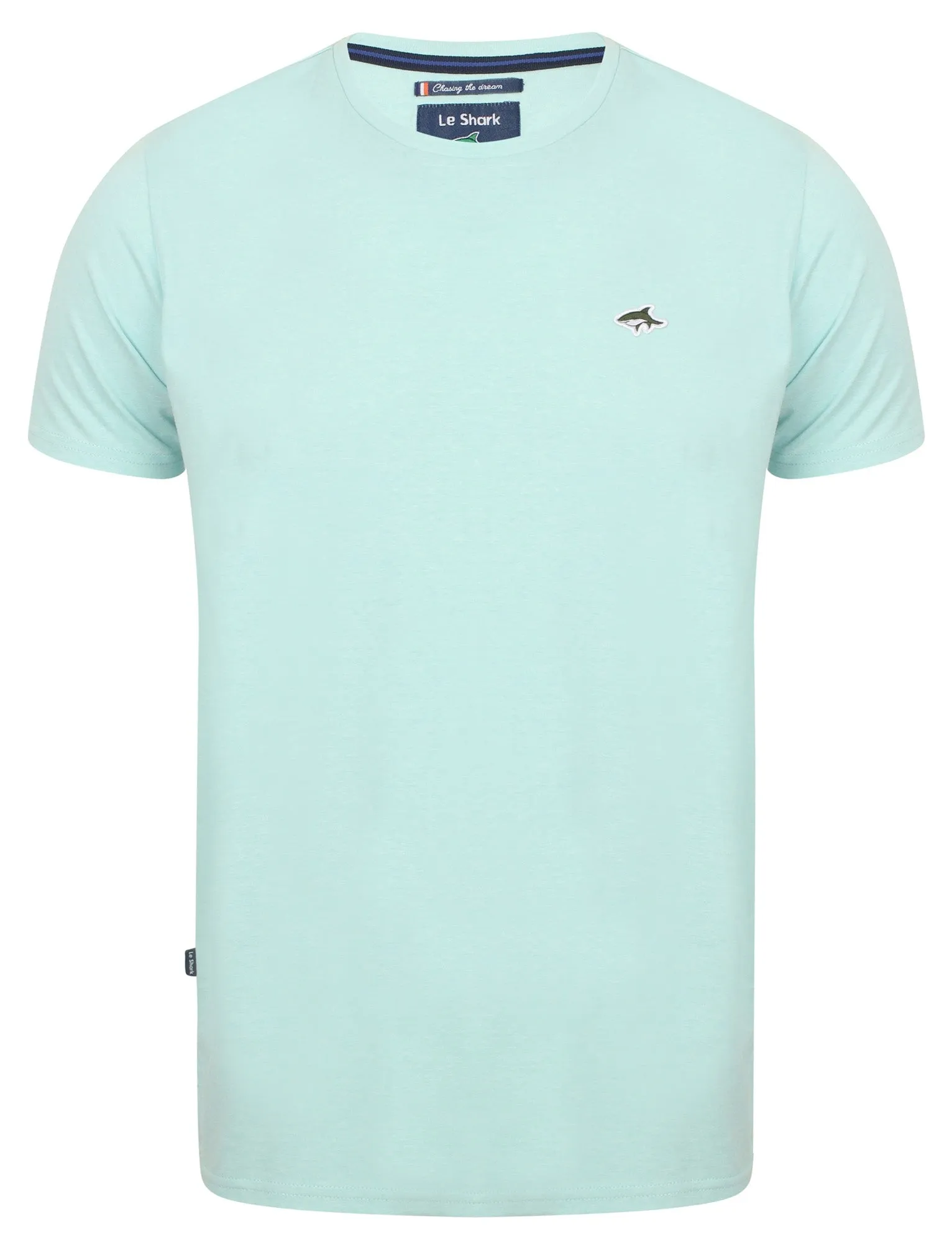 Keppel Cotton Crew Neck T-Shirt In Pastel Turquoise Marl - Le Shark