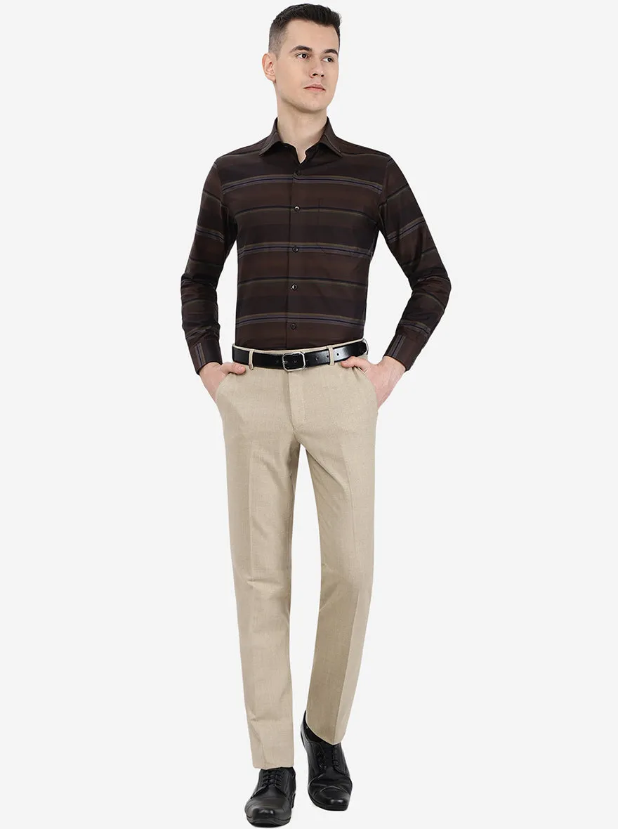 Khaki Solid Super Slim fit Formal Trouser | JB Studio