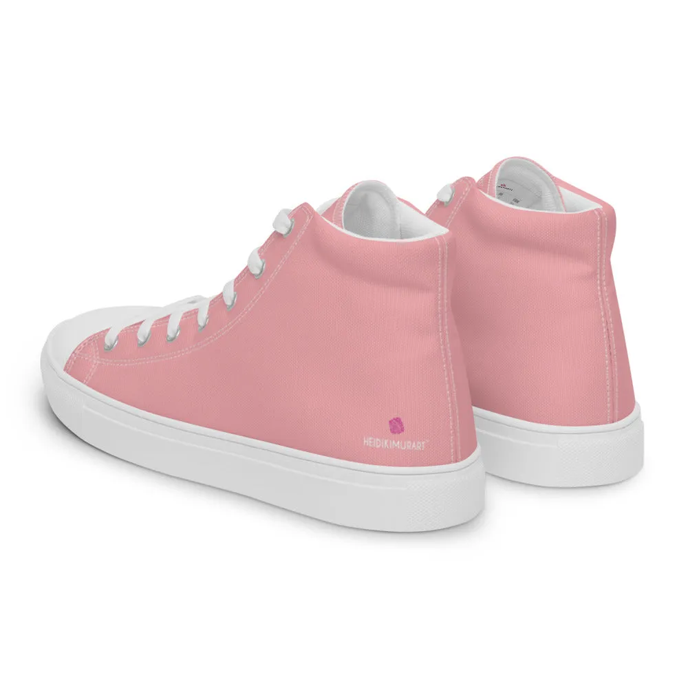 Light Pink Men's Sneakers, Modern Minimalist Best Solid Color Canvas High Top Shoes For Men