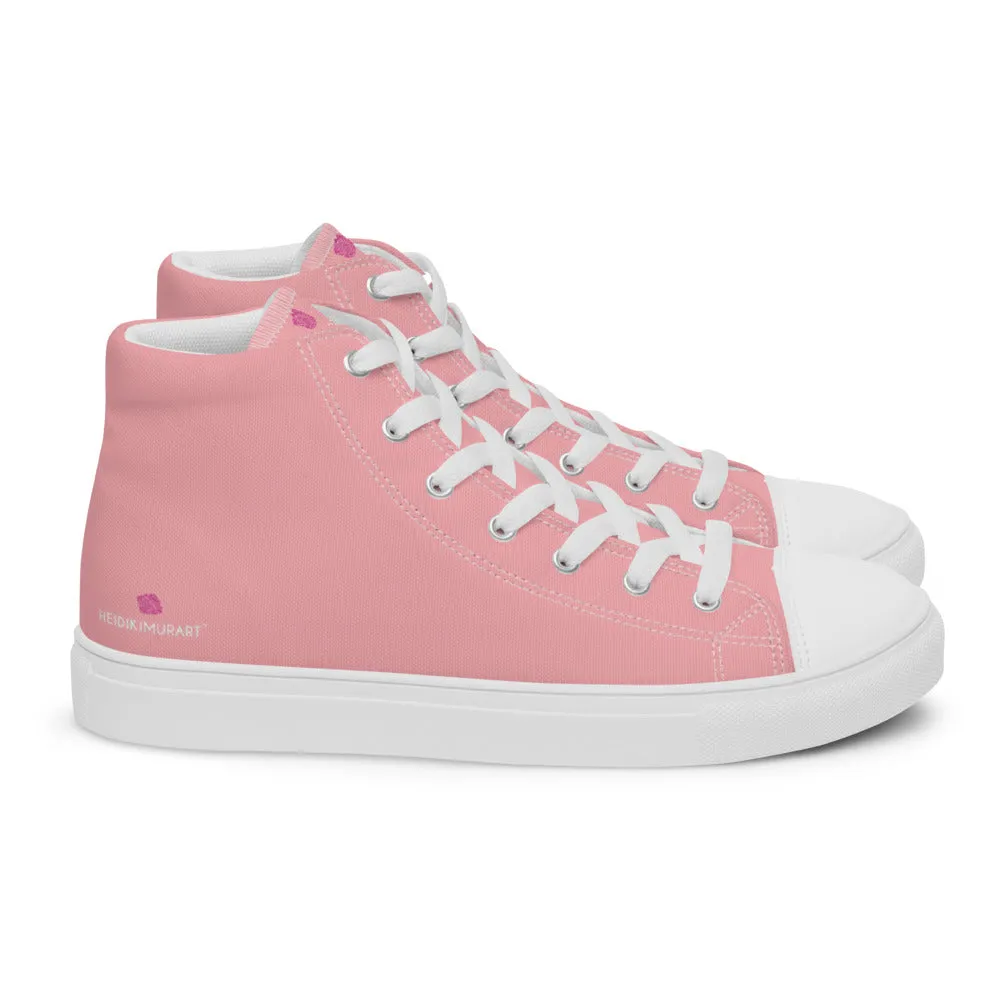 Light Pink Men's Sneakers, Modern Minimalist Best Solid Color Canvas High Top Shoes For Men