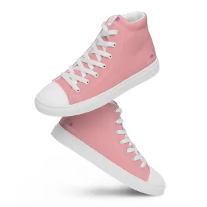 Light Pink Men's Sneakers, Modern Minimalist Best Solid Color Canvas High Top Shoes For Men