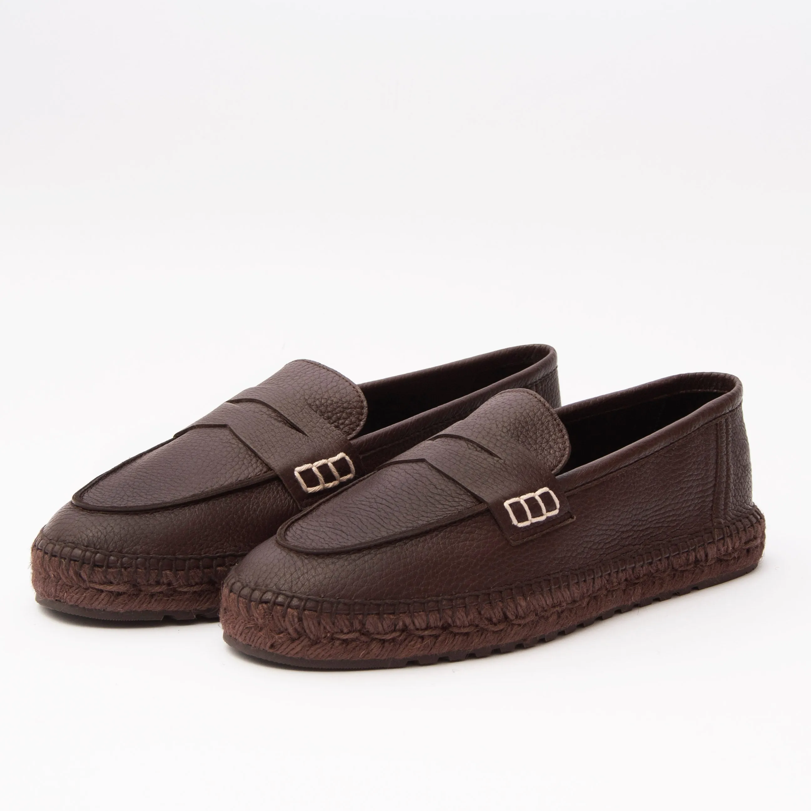 Luxury Men's Espadrilles Mocassin Moc Brown Genuine Leather