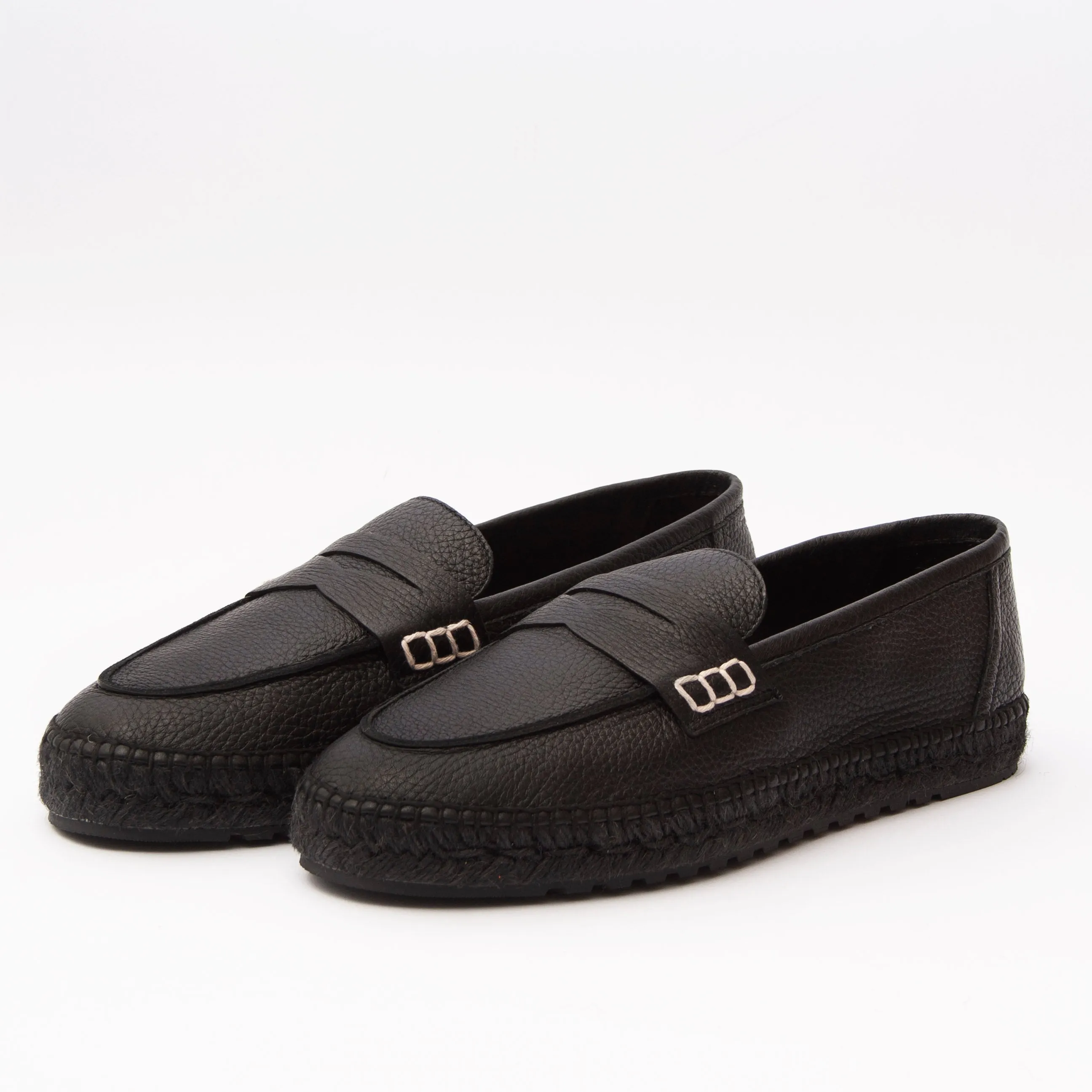 Luxury Men's Espadrilles Mocassin Moc Noir Black Genuine Leather