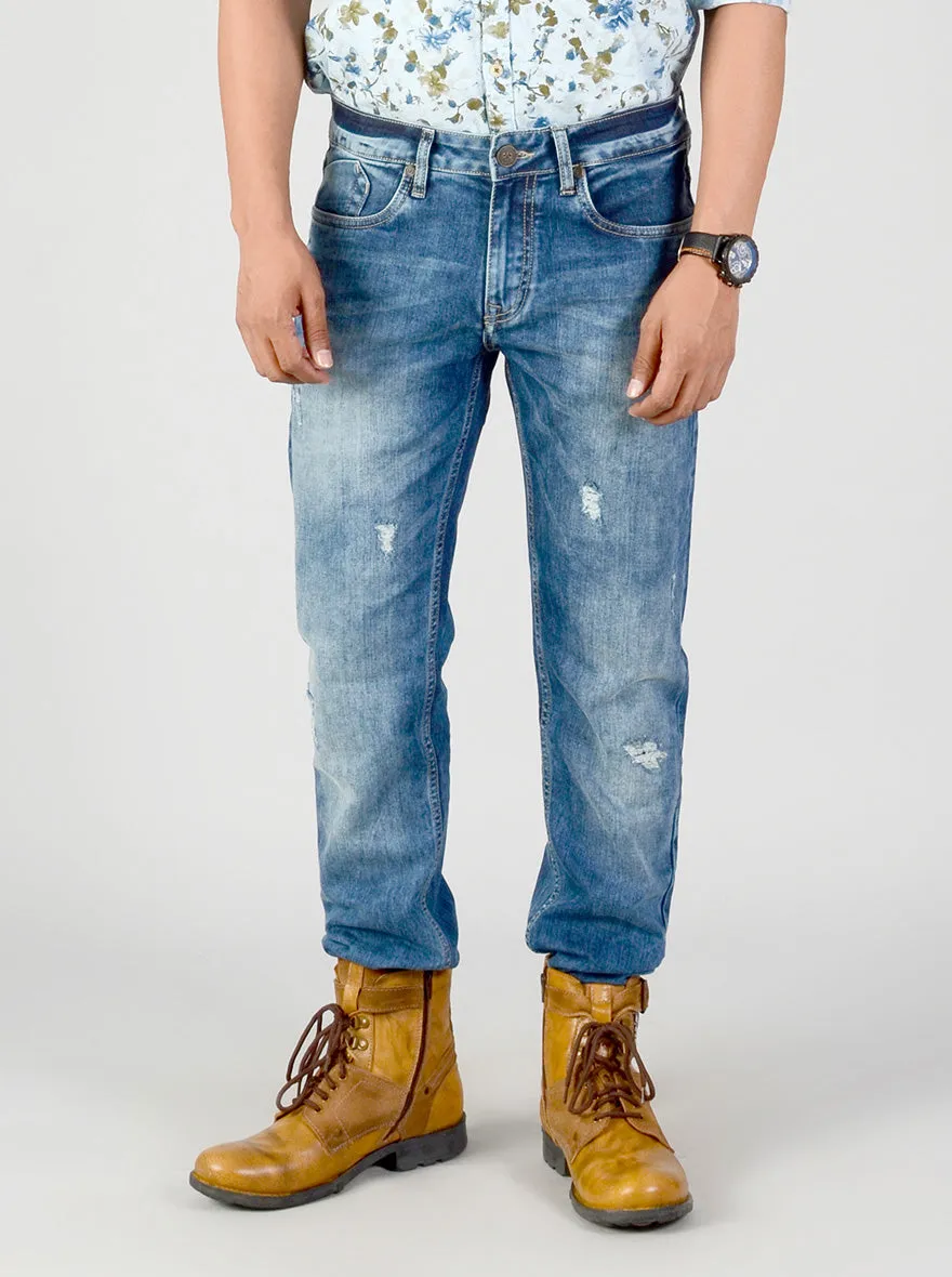 Marine Blue Washed Slim Fit Jeans | JadeBlue