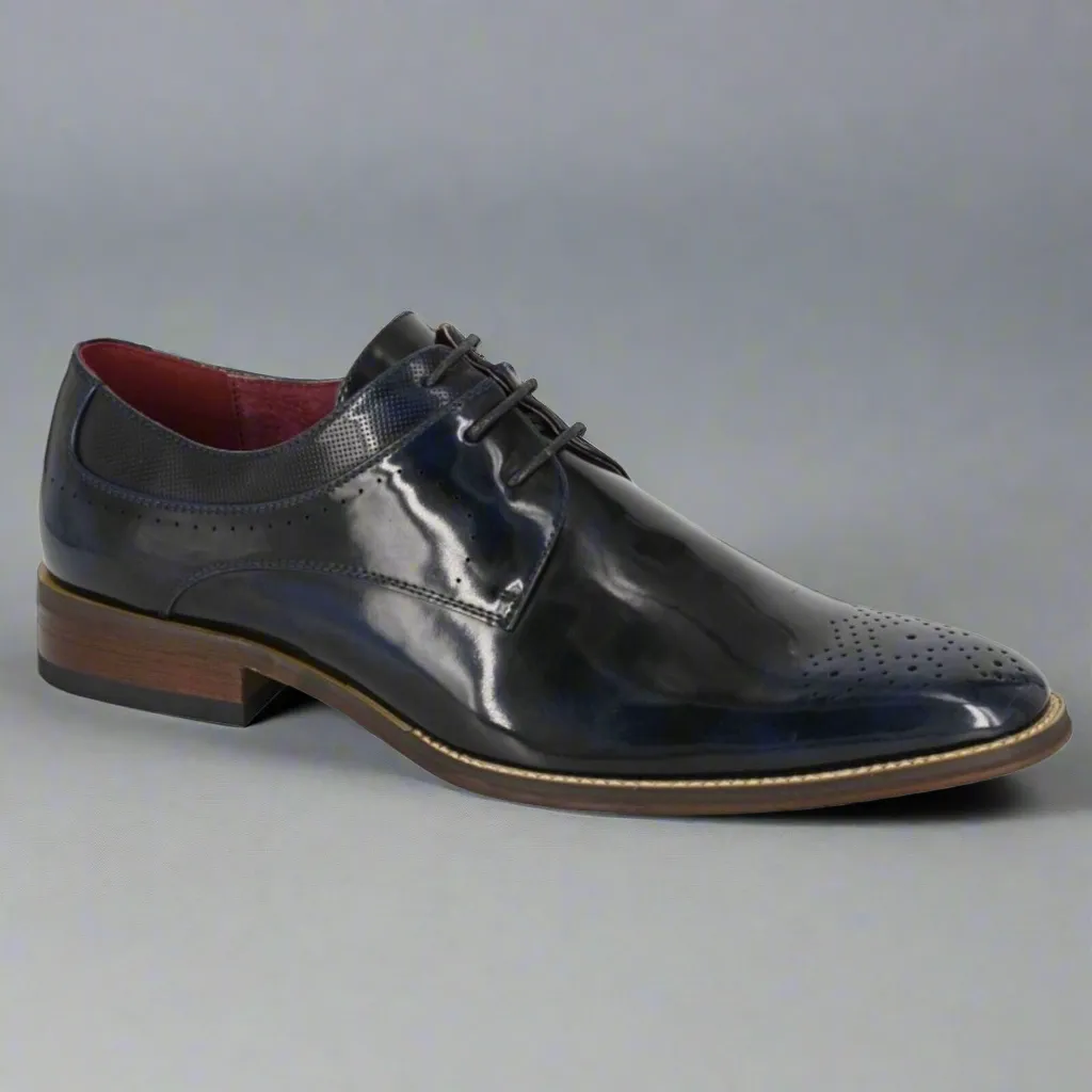 Mens Brogues Smart Brogues Navy Formal Shoes Goor Gibson Tie Laced M298NC