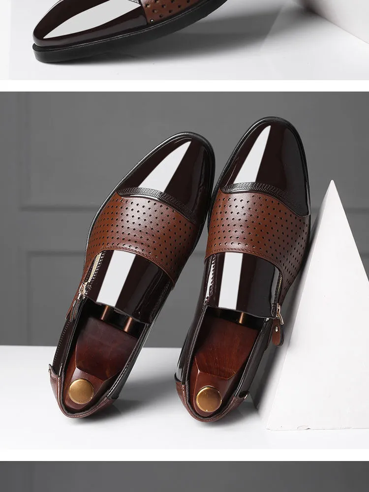 Men's New Business Leather Shoes Hollowed Out Breathable