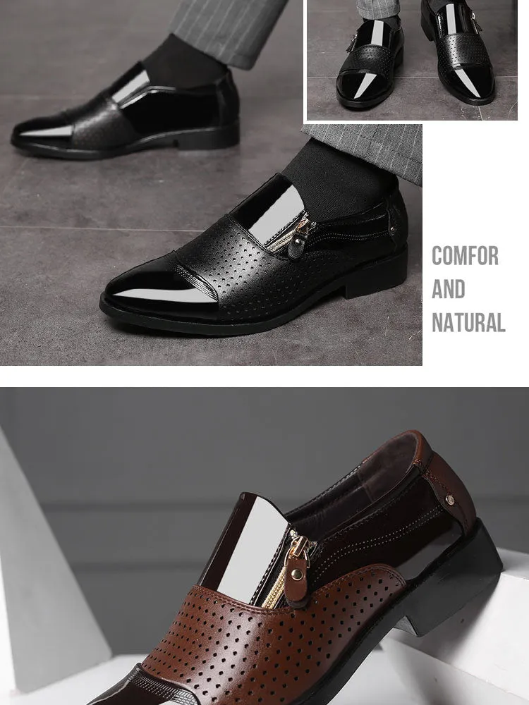 Men's New Business Leather Shoes Hollowed Out Breathable