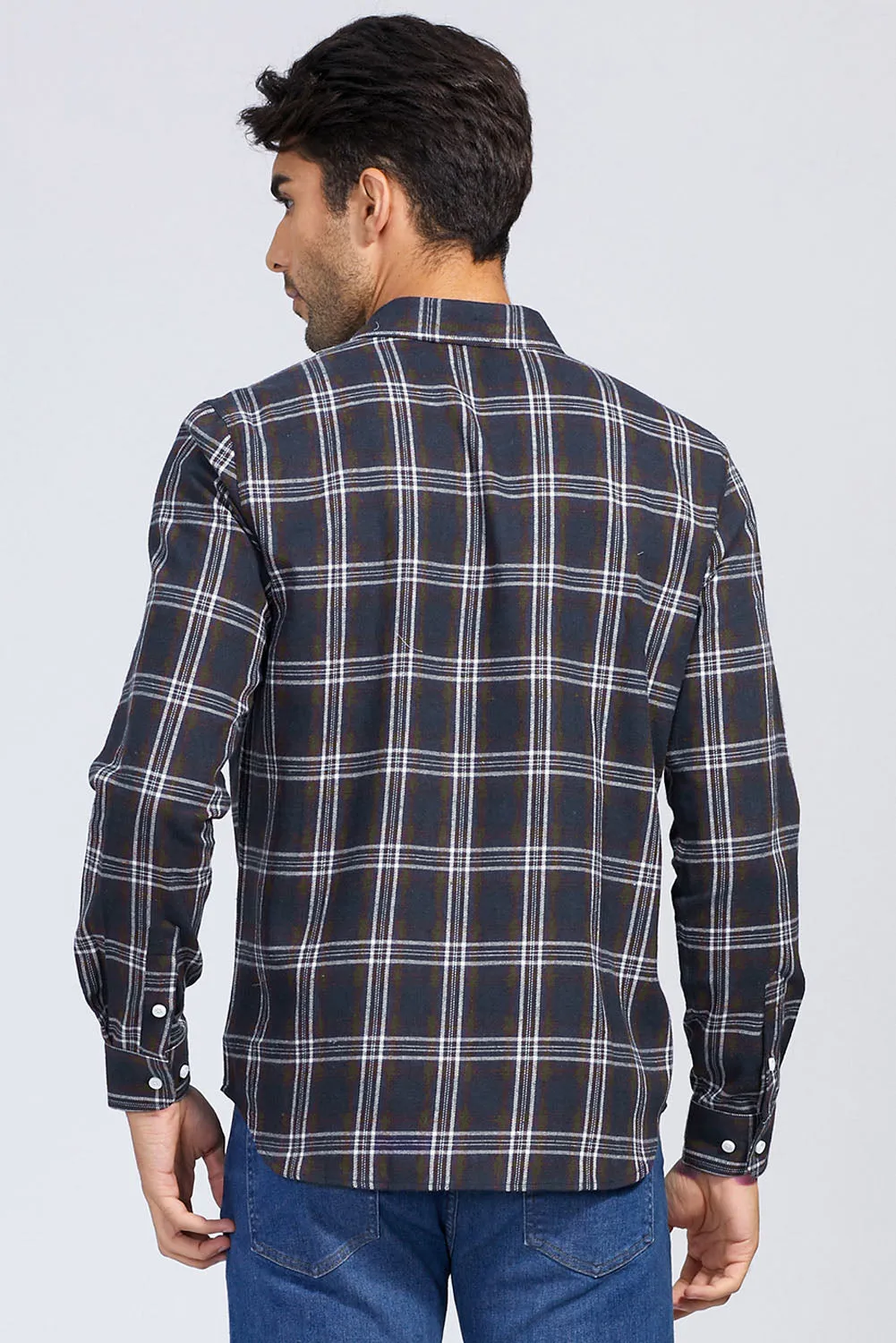 Men's Plaid Print Button Up Long Sleeve Shirt