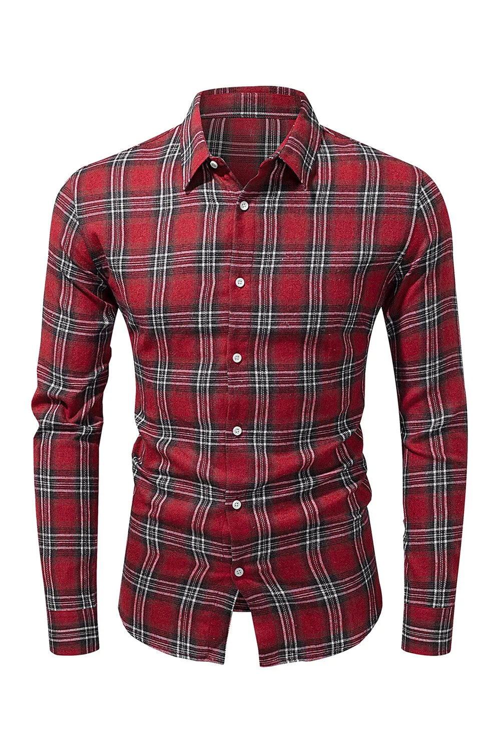 Men's Plaid Print Button Up Long Sleeve Shirt