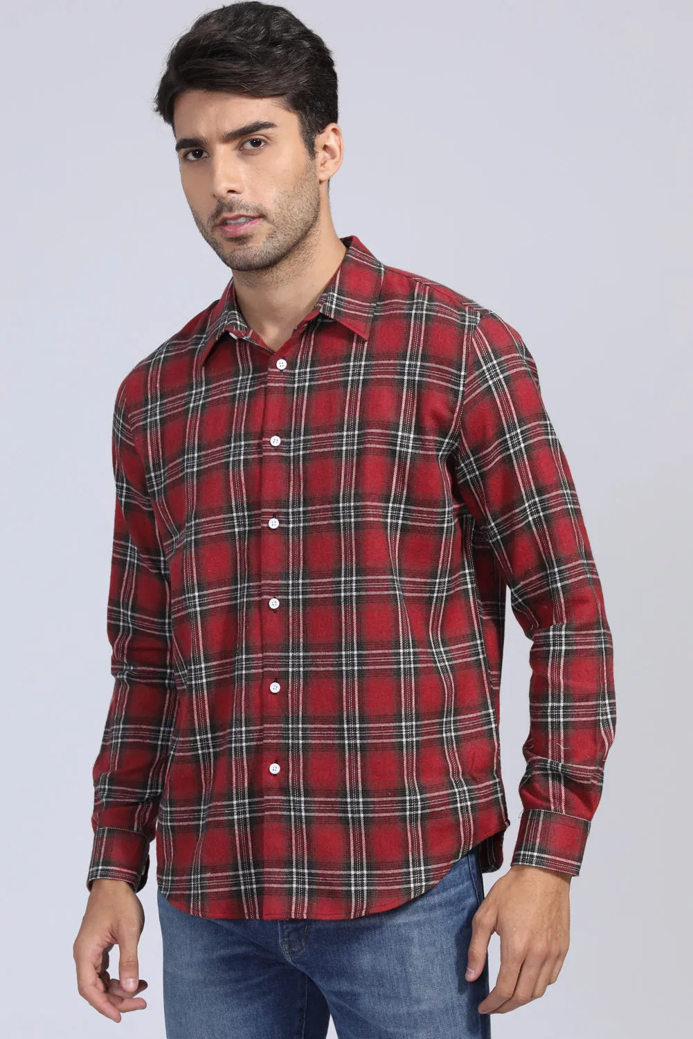 Men's Plaid Print Button Up Long Sleeve Shirt