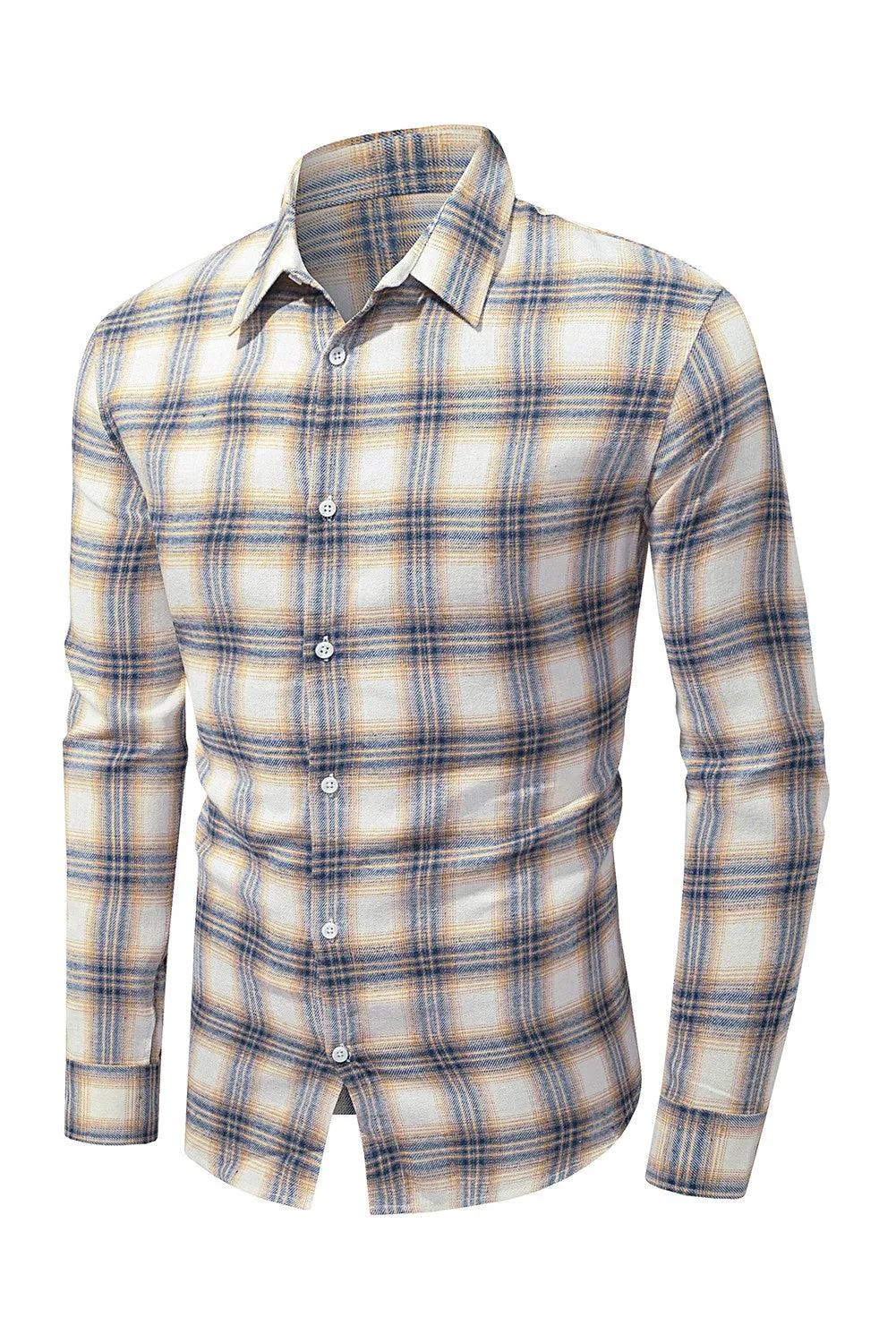 Men's Plaid Print Button Up Long Sleeve Shirt