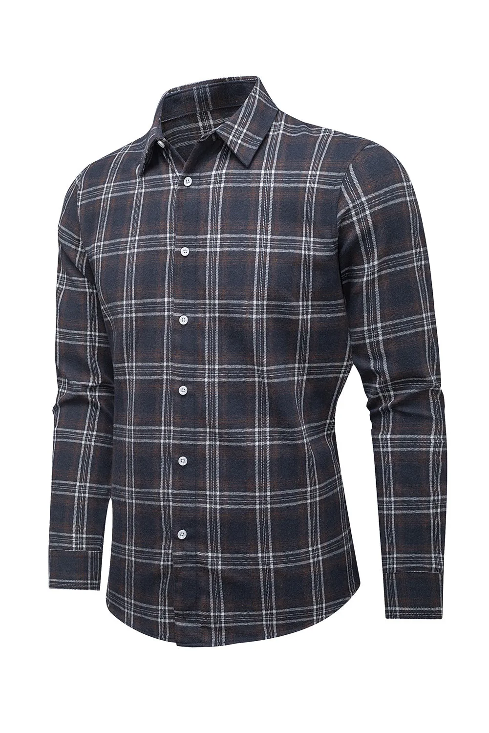 Men's Plaid Print Button Up Long Sleeve Shirt