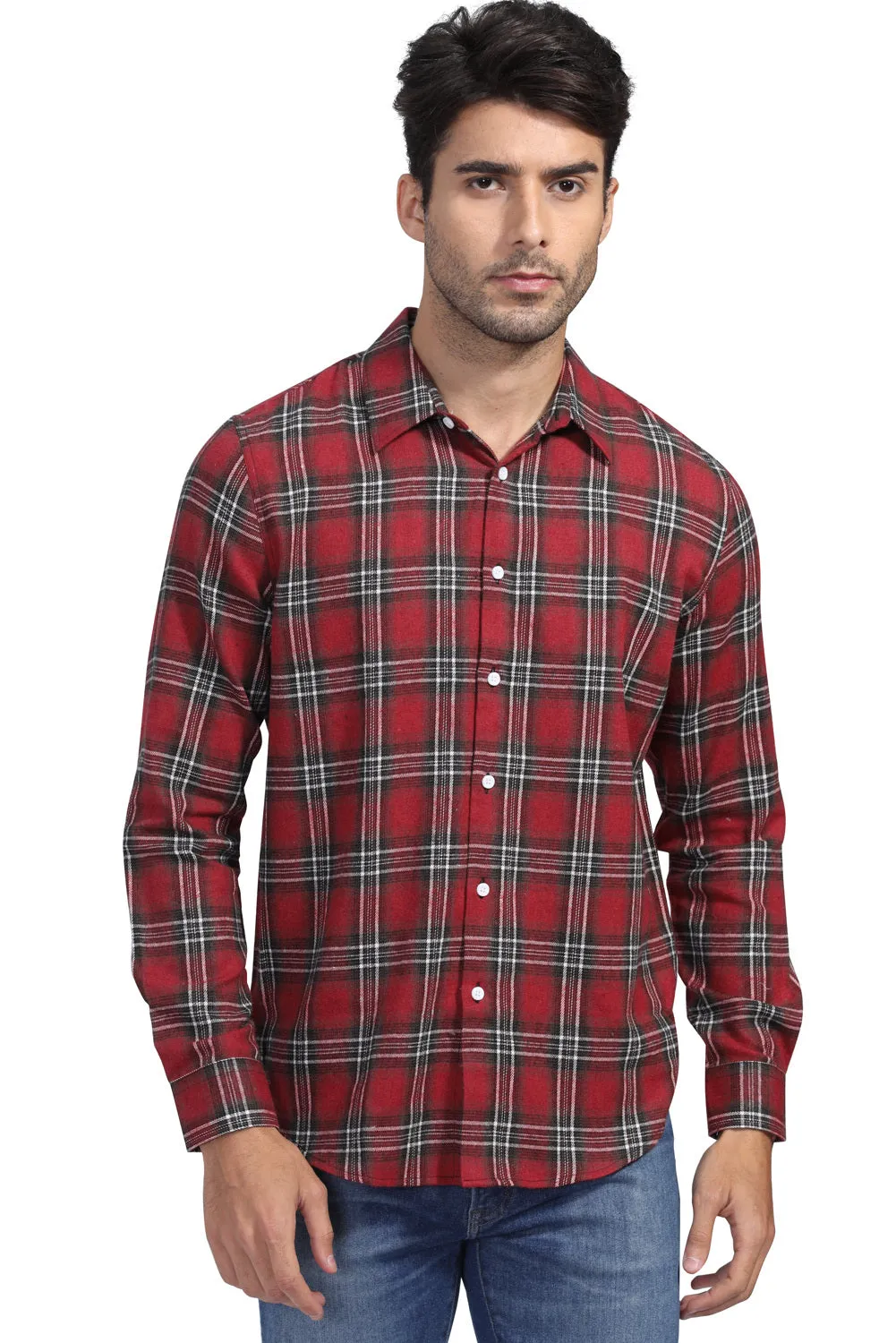 Men's Plaid Print Button Up Long Sleeve Shirt